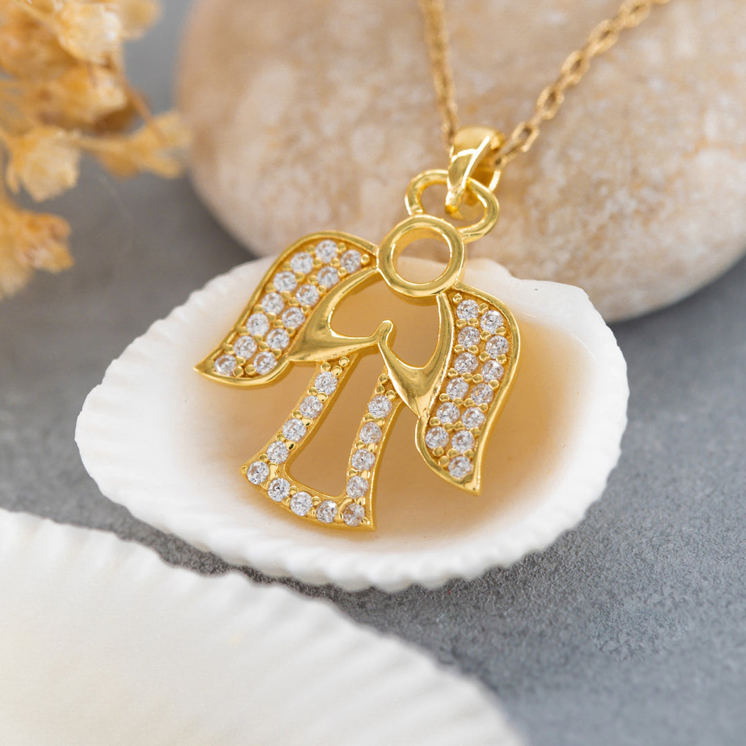 14K Solid Gold Angel Necklace K100