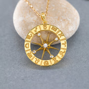 14K Solid Gold Compass Necklace K97