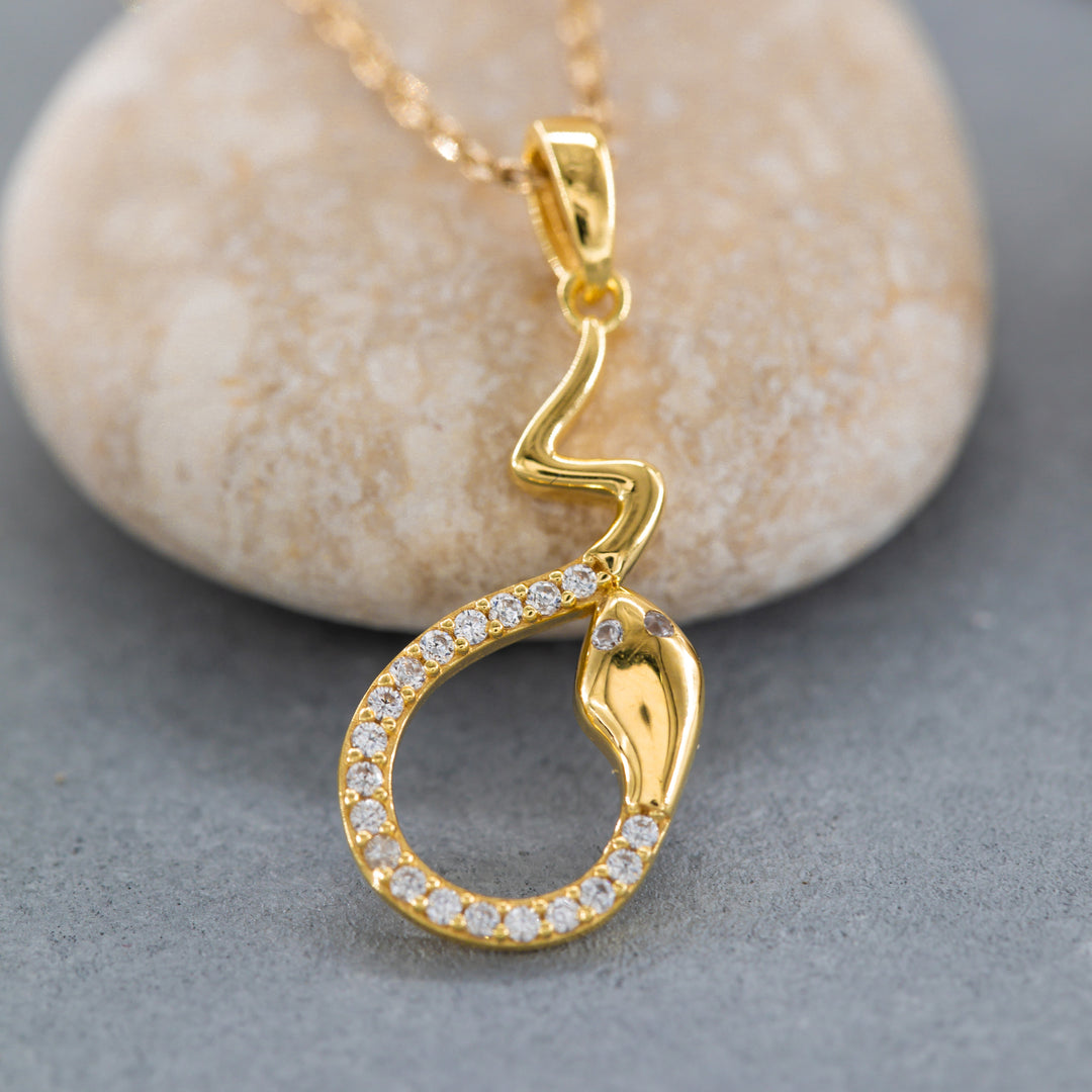 14K Solid Gold Snake Necklace K101