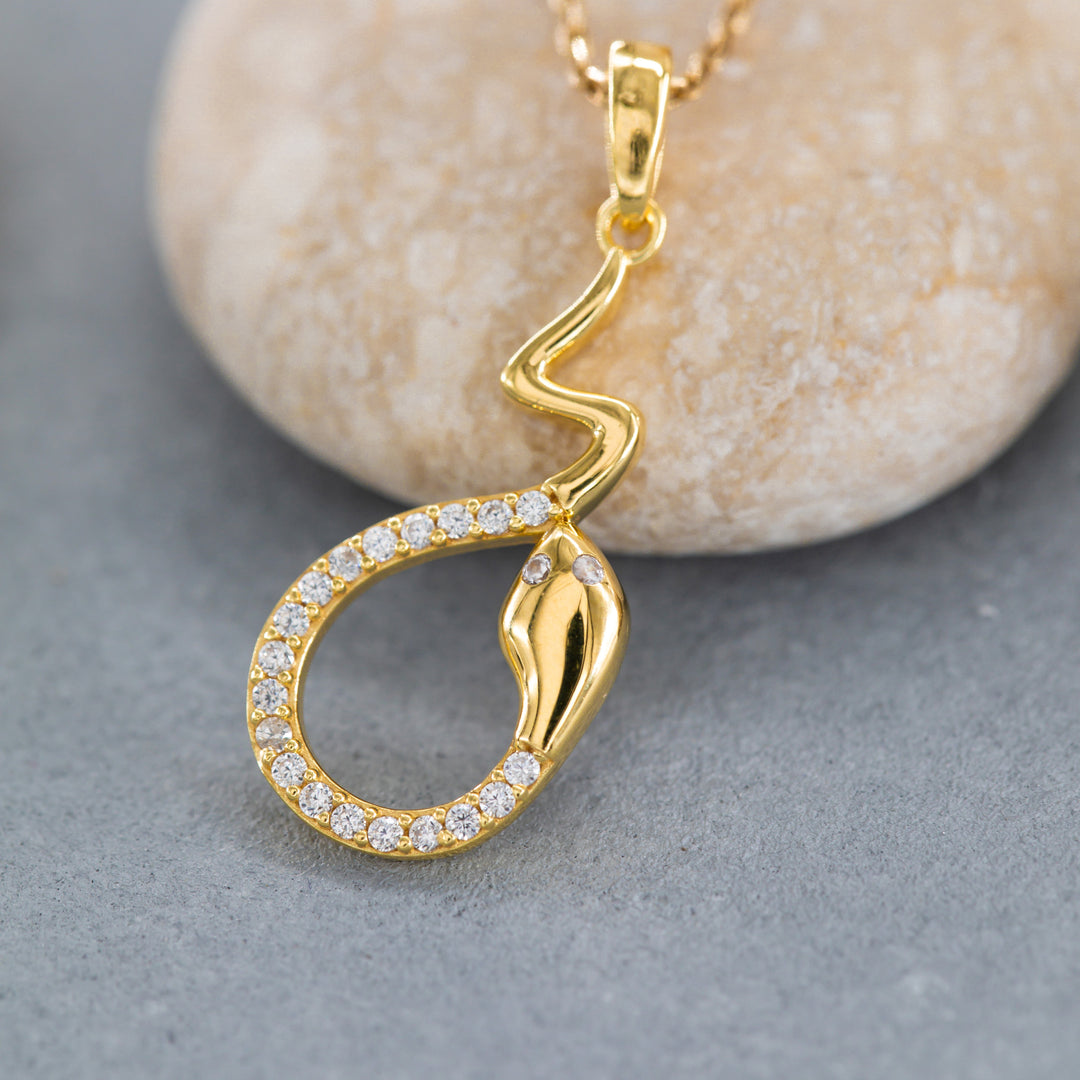 14K Solid Gold Snake Necklace K101