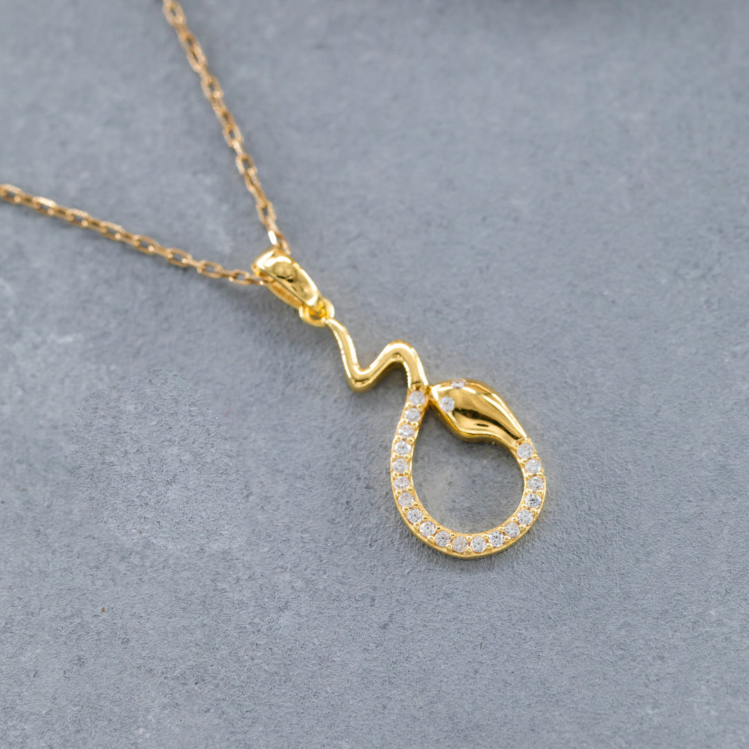 14K Solid Gold Snake Necklace K101