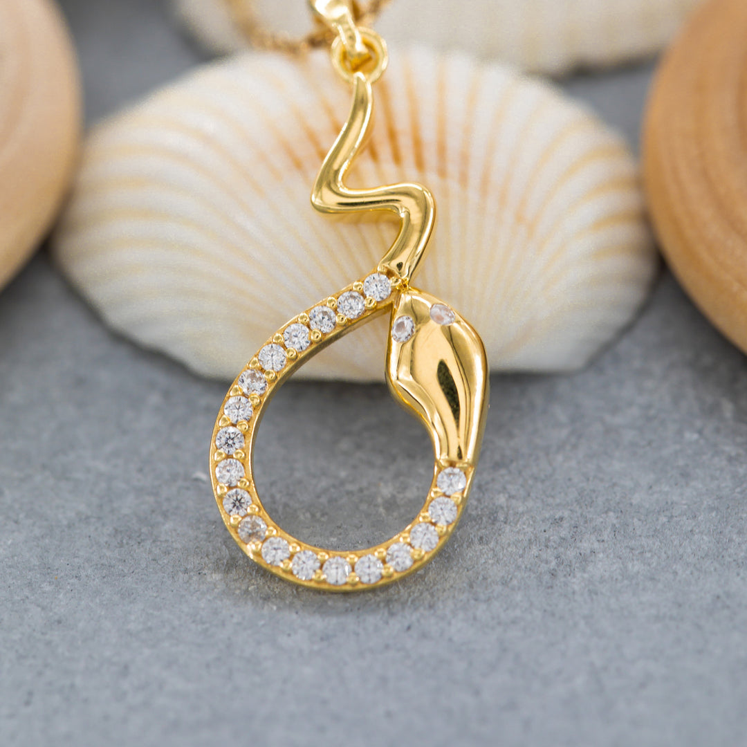 14K Solid Gold Snake Necklace K101