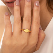 14K Solid Gold Signet Ring Y158