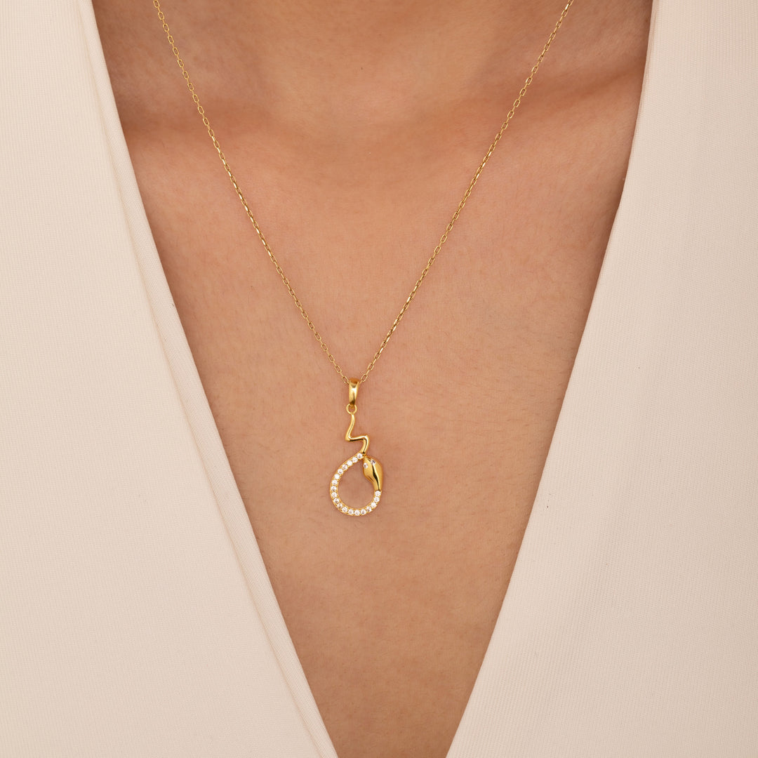 14K Solid Gold Snake Necklace K101