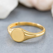 14K Solid Gold Signet Ring Y158