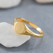14K Solid Gold Signet Ring Y158