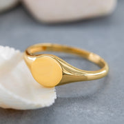 14K Solid Gold Signet Ring Y158