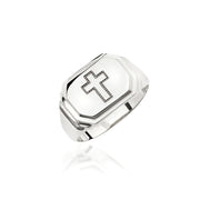 14K Solid Gold Men Cross Ring EY28