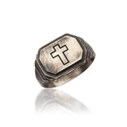 14K Solid Gold Men Cross Ring EY28