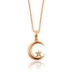 Load image into Gallery viewer, 14K Solid Gold Moon Star Necklace K150
