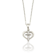 14K Solid Gold Heart Cross Necklace K157