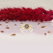 14K Solid Gold Evil Eye Ring Y276