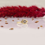 14K Solid Gold Evil Eye Ring Y276