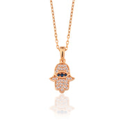 14K Solid Gold Hamsa Necklace K149