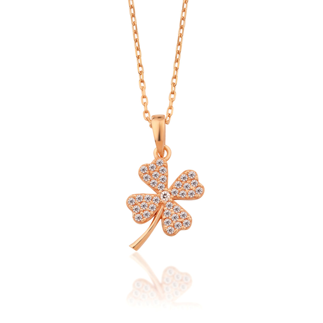 14K Solid Gold Clover Necklace K141