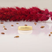 14k Solid Gold Croissant Dome Ring Y278