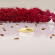 14k Solid Gold Croissant Dome Ring Y278