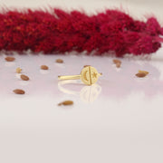 14K Solid Gold Moon And Star Ring Y279