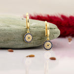 Load image into Gallery viewer, 14K Solid Gold Evil Eye Earrings E24
