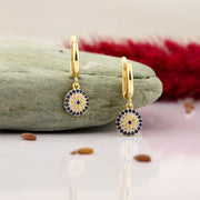 14K Solid Gold Evil Eye Earrings E24