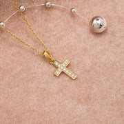 14K Solid Gold Tiny Cross Necklace K45