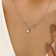 14K Solid Gold Deer Antler Necklace K56