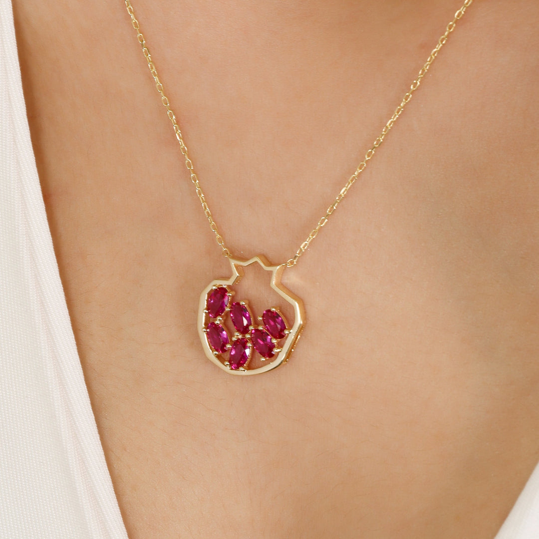 14K Solid Gold Fruit Necklace K54