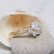 14K Solid Gold Heart Flower Ring T11