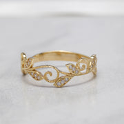 14K Solid Gold Leaf Ring Y63