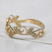 14K Solid Gold Leaf Ring Y63