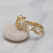 14K Solid Gold Leaf Ring Y63