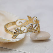 14K Solid Gold Leaf Ring Y63