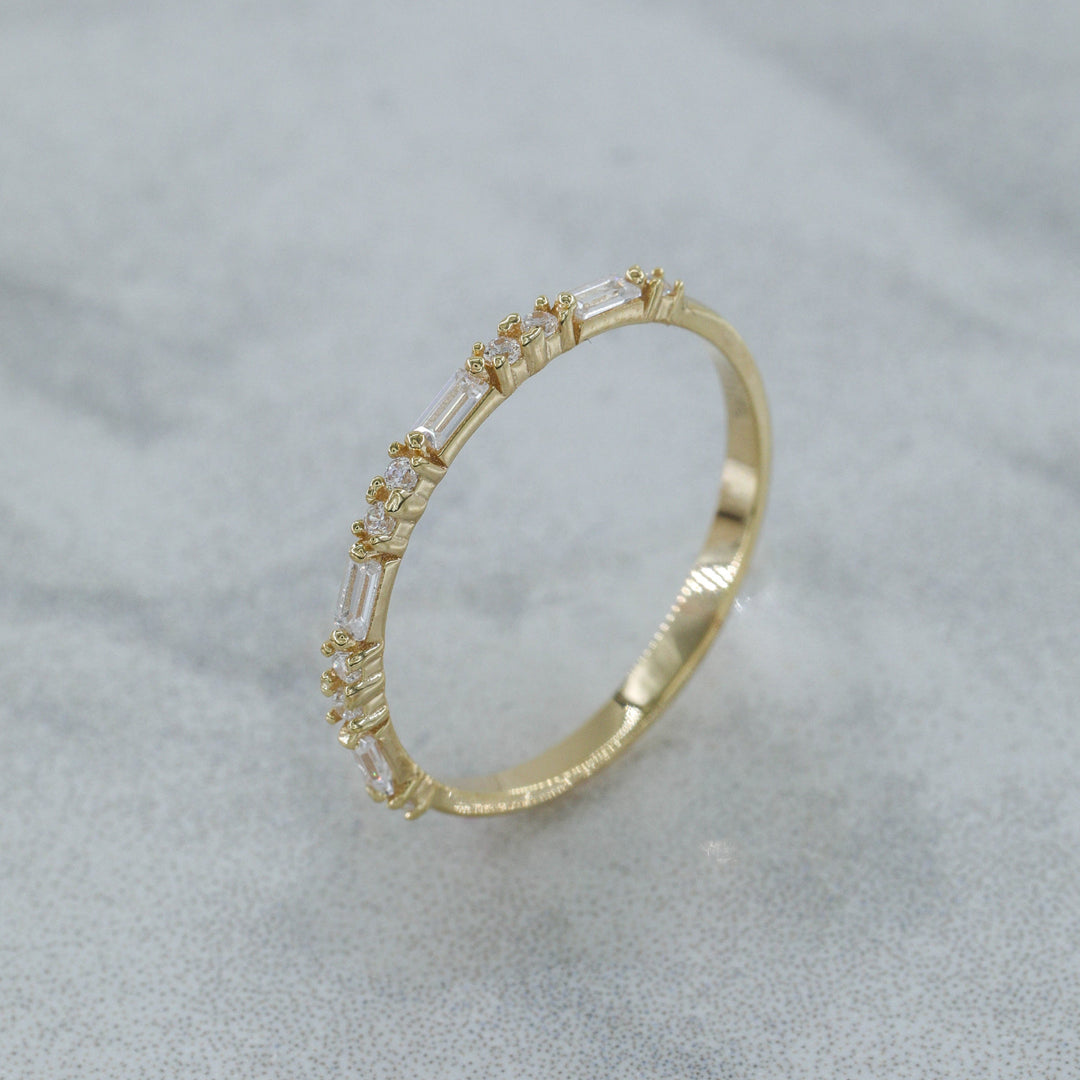 14K Solid Gold Baguette Ring B3