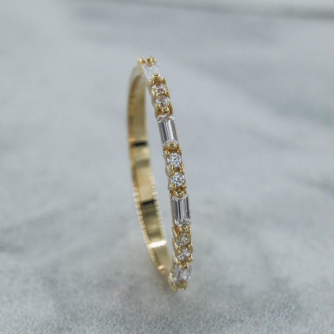 14K Solid Gold Baguette Ring B3