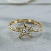 14K Solid Gold Starfish Ring Y68