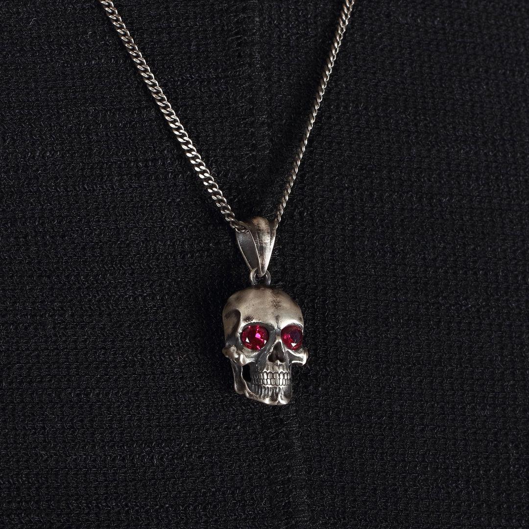 14K Solid Gold Skull Men Necklace