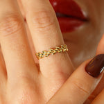 Load image into Gallery viewer, 14K Solid Gold Leaf Ring Y385
