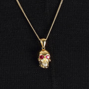 14K Solid Gold Skull Men Necklace