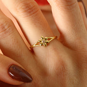 14K Solid Gold Flower Ring Y367