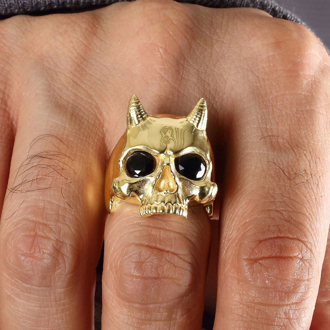 14K Solid Gold Skull Men Ring EY20