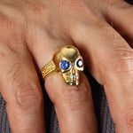 Load image into Gallery viewer, 14K Solid Gold Skull Men Ring EY21
