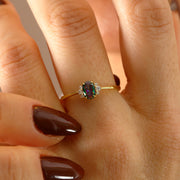 14K Solid Gold Mystic Topaz Ring Y384