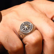 14K Solid Gold Compass Men Ring EY16