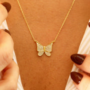 4K Solid Gold Butterfly Necklace K137