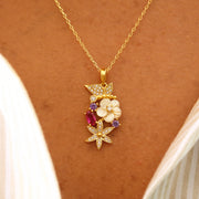 14K Solid Gold Magnolia Flower Necklace K135