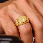 Load image into Gallery viewer, 14K Solid Gold North Star Men Ring EY17
