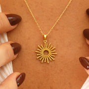 14K Solid Gold Sun Necklace K146