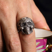 14K Solid Gold Skull Men Ring EY22