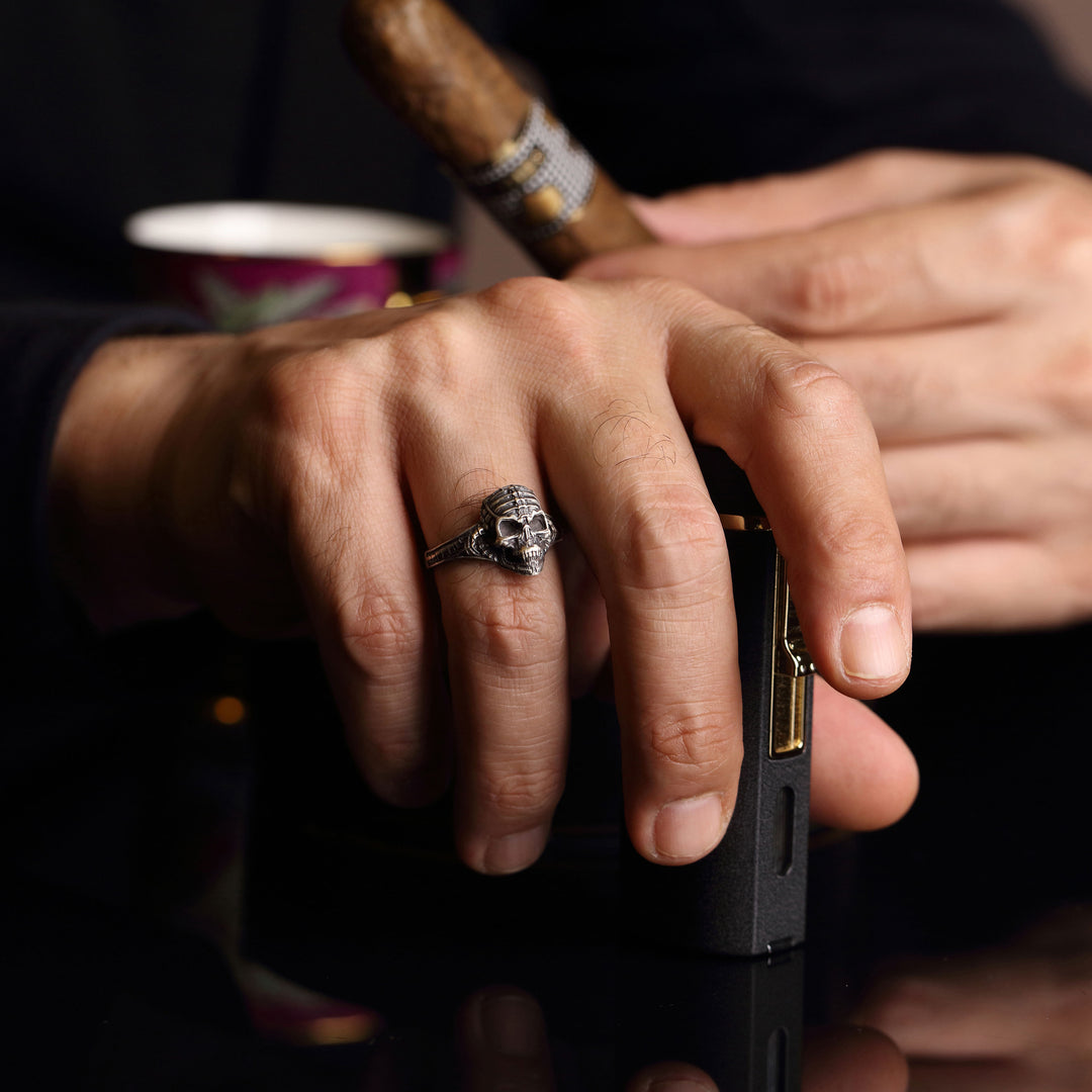 14K Solid Gold Skull Men Ring EY23