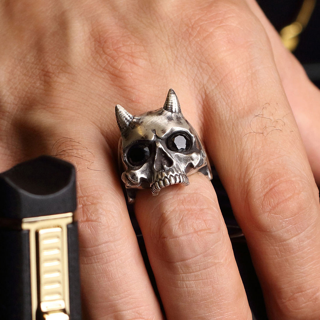 14K Solid Gold Skull Men Ring EY20